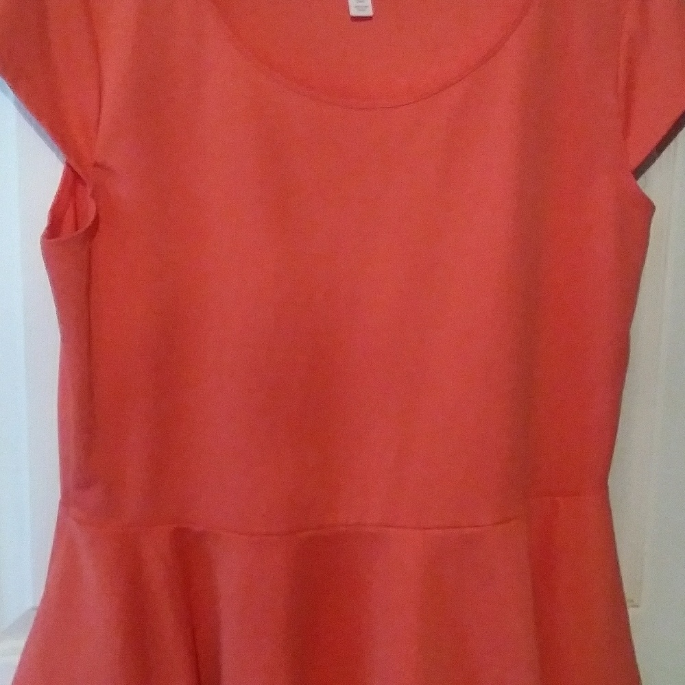 Ambiance Apparel Peach Orange Peplum Top
